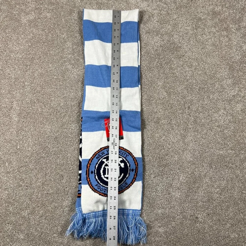 Adidas Unisex One Size Blue White Knit Striped New York City FC Soccer Scarf NWT